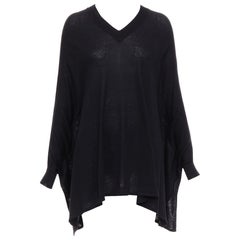 MAISON MARGIELA 2012 anthrazitfarbener Seiden-Leinen-Batwing-Pullover S