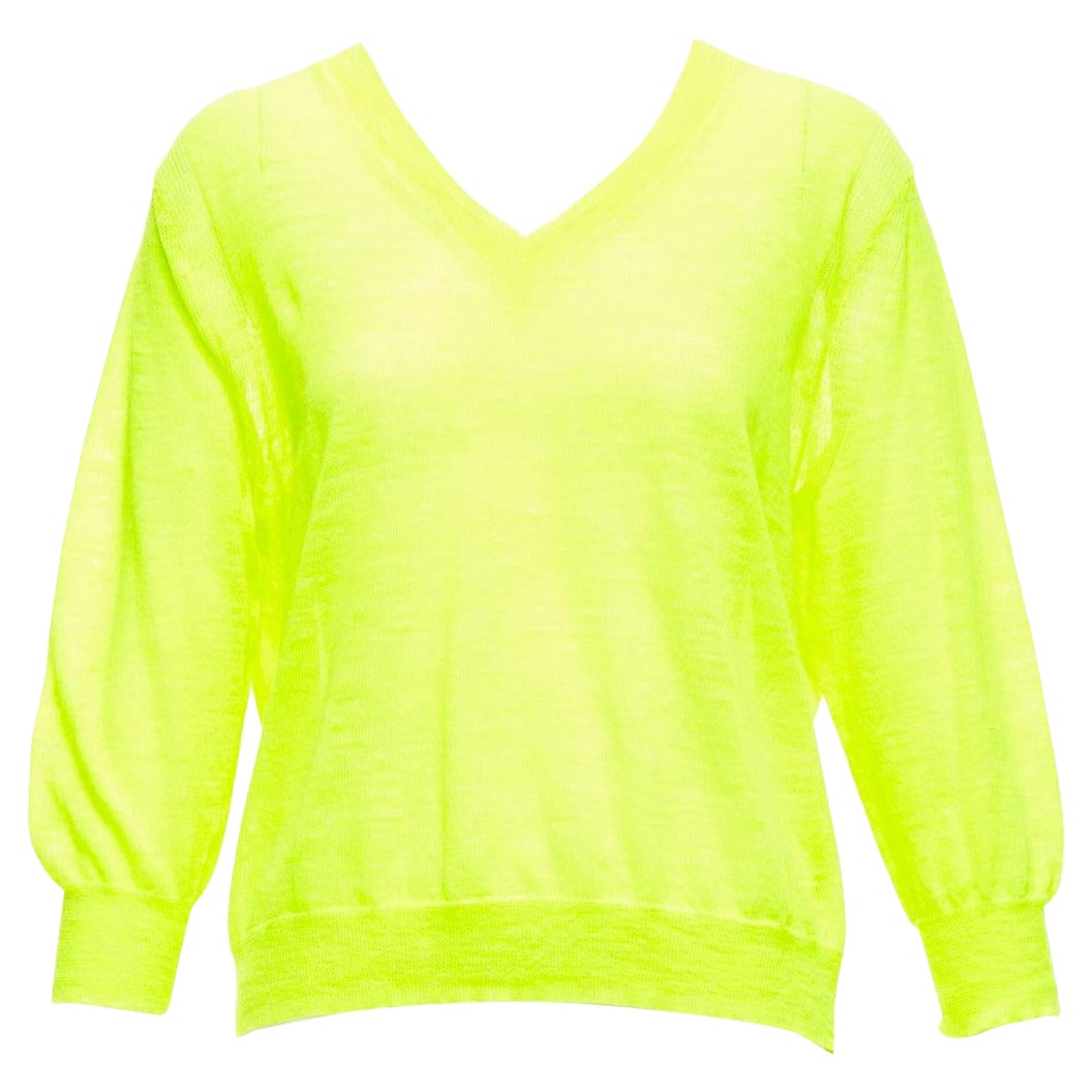 J.CREW neon yellow V neck 3/4 sleeves sweater pullover S For Sale