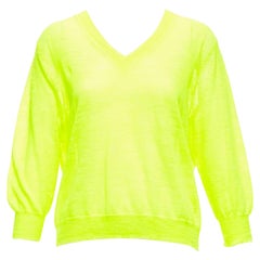 J.CREW neon yellow V neck 3/4 sleeves sweater pullover S