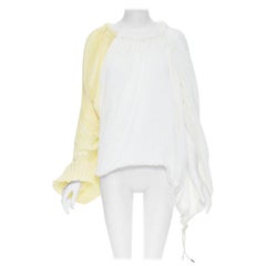 MARNI giallo bianco con pieghe a coltello e cordoncino, top voluminoso aperto sul retro FR40