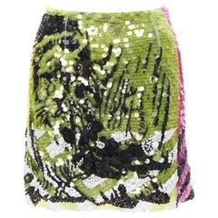 raro CHRISTIN DIOR D-Jungling Lion paillettes pailette perline gonna impreziosita FR34