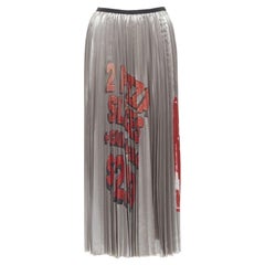 rare MARC JACOBS punk Pizza graffiti Cola print silver pleated skirt S