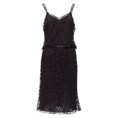 rare CHANEL 98A Karl Lagerfeld Runway Vintage black CC lace cami skirt FR40 L