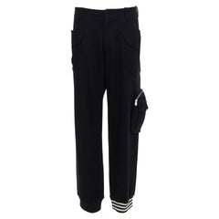 Y3 black wooly silver zip stripes opening asymmetric cargo joggers M