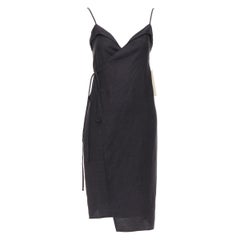 REFORMATION Crus black tencel linen V neck wrap dress XS