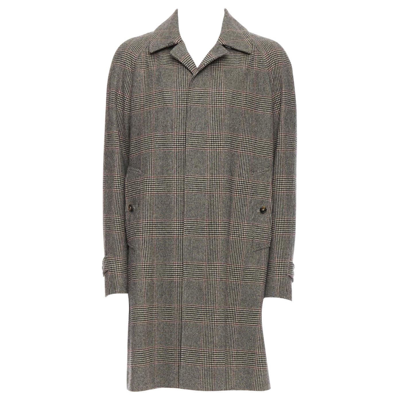 LORO PIANA Cashmere Green Storm System beige herringbone long coat M For Sale