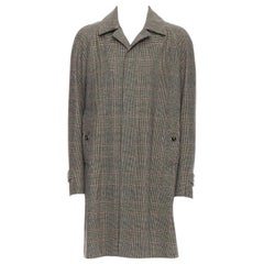 LORO PIANA Cashmere Green Storm System beige herringbone long coat M
