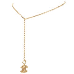 CHANEL Vintage 24k gold plated CC quilted logo metal necklace belt
