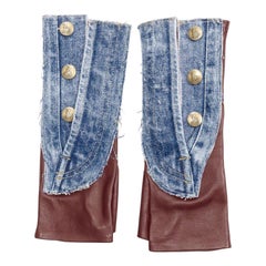 JOHN GALLIANO Vintage Zehenlose Denim-Hose aus rotem Kalbsleder