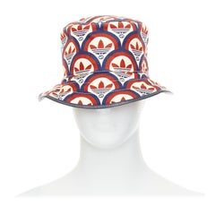 GUCCI ADIDAS 2022 logo print leather trim bucket hat