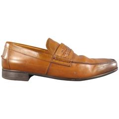 Men's GUCCI Size 7 Tan Ombre Leather Embroidered Horsebit Logo Loafers 11