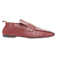 OLD CELINE Phoebe Philo Burgunderfarbene Silbernieten-Loafer-Flats EU36,5