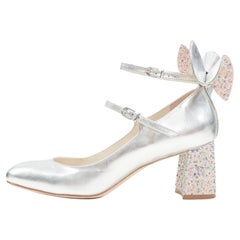 SOPHIA WEBSTER plata metálica con incrustaciones de cristal tacón mariposa EU37