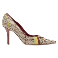 CHRISTIAN DIOR Vintage Rasta brown monogram web trim pigalle pump EU36.5