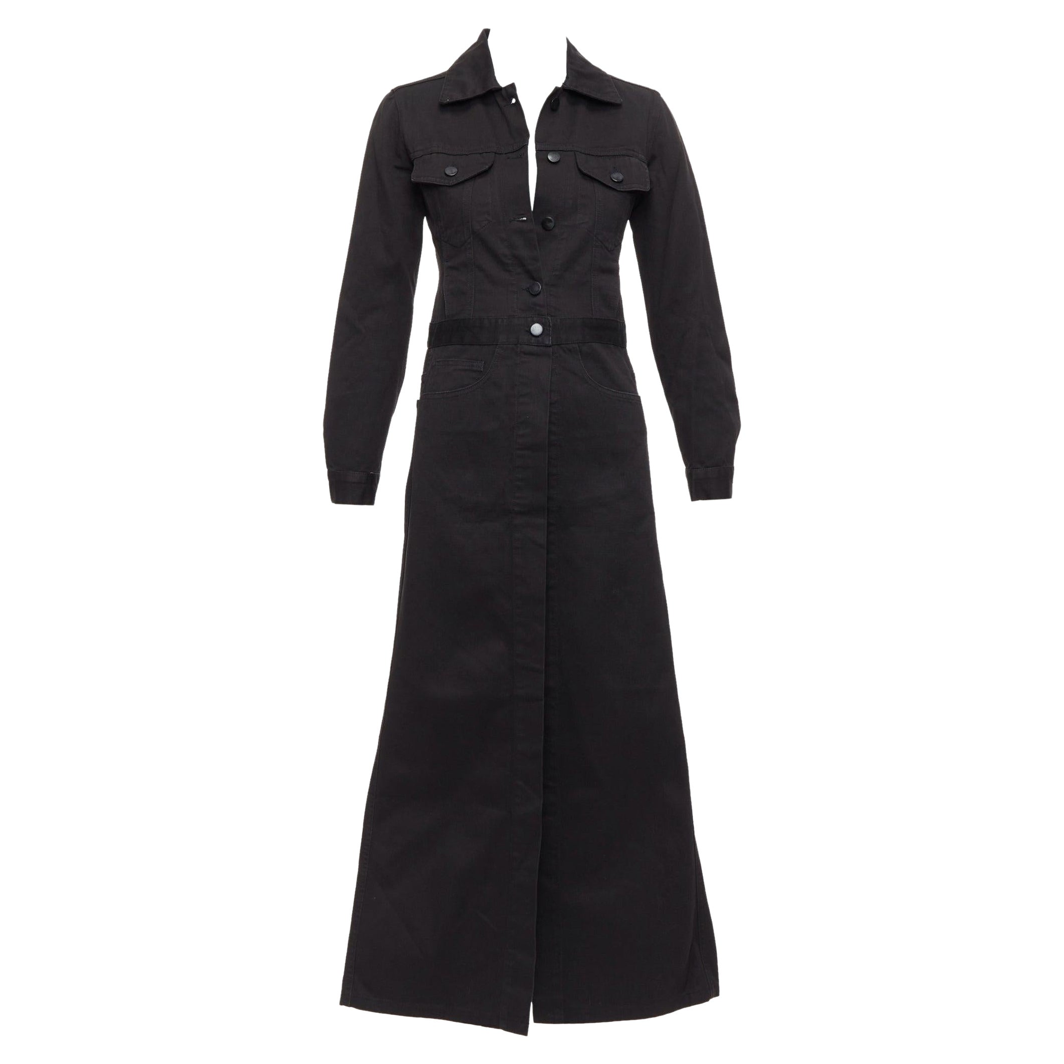 MAISON MARGIELA Line 6 Vintage black cotton carpenter midi dress IT38 XS For Sale