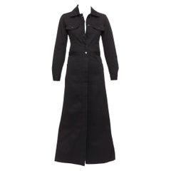 MAISON MARGIELA Line 6 Vintage black cotton carpenter midi dress IT38 XS
