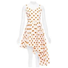 ALEXANDER MCQUEEN 2022 Iris naranja pintura lunares vestido asimétrico IT38 XS