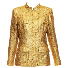 rare CHANEL 1996 Runway Byzantine gold brocade rhinestone embellished jacket