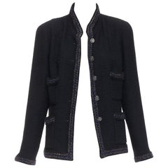 CHANEL Paris Shanghai Runway veste 4 poches en tweed noir bordé de crochet
