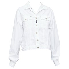 VERSACE YOUNG Vintage white silver medusa logo button jacket