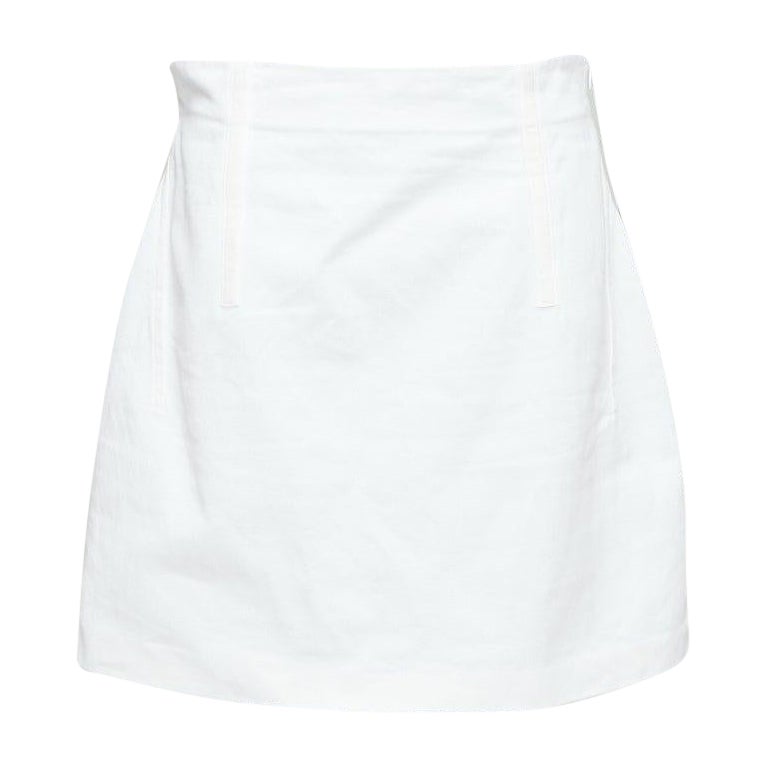 PRADA 2021 jupe dos nu effilée en denim de coton blanc à dentelle foncée IT44 L en vente