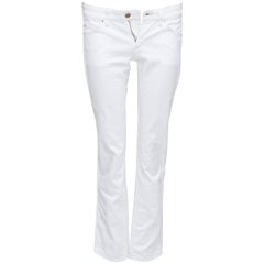 ISABEL MARANT ETOILE jeans bianchi in misto cotone con applicazione in corda FR36 S