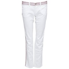 ISABEL MARANT ETOILE jeans in denim bianco rosso nero con dettaglio cuciture FR38 M