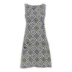 PRADA 2012 Laufsteg Grün Lila Harz Applikation Mod Minikleid IT38 XS