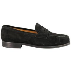 Men's JOHN LOBB Size 8.5 Black Suede CAMPUS Loafers