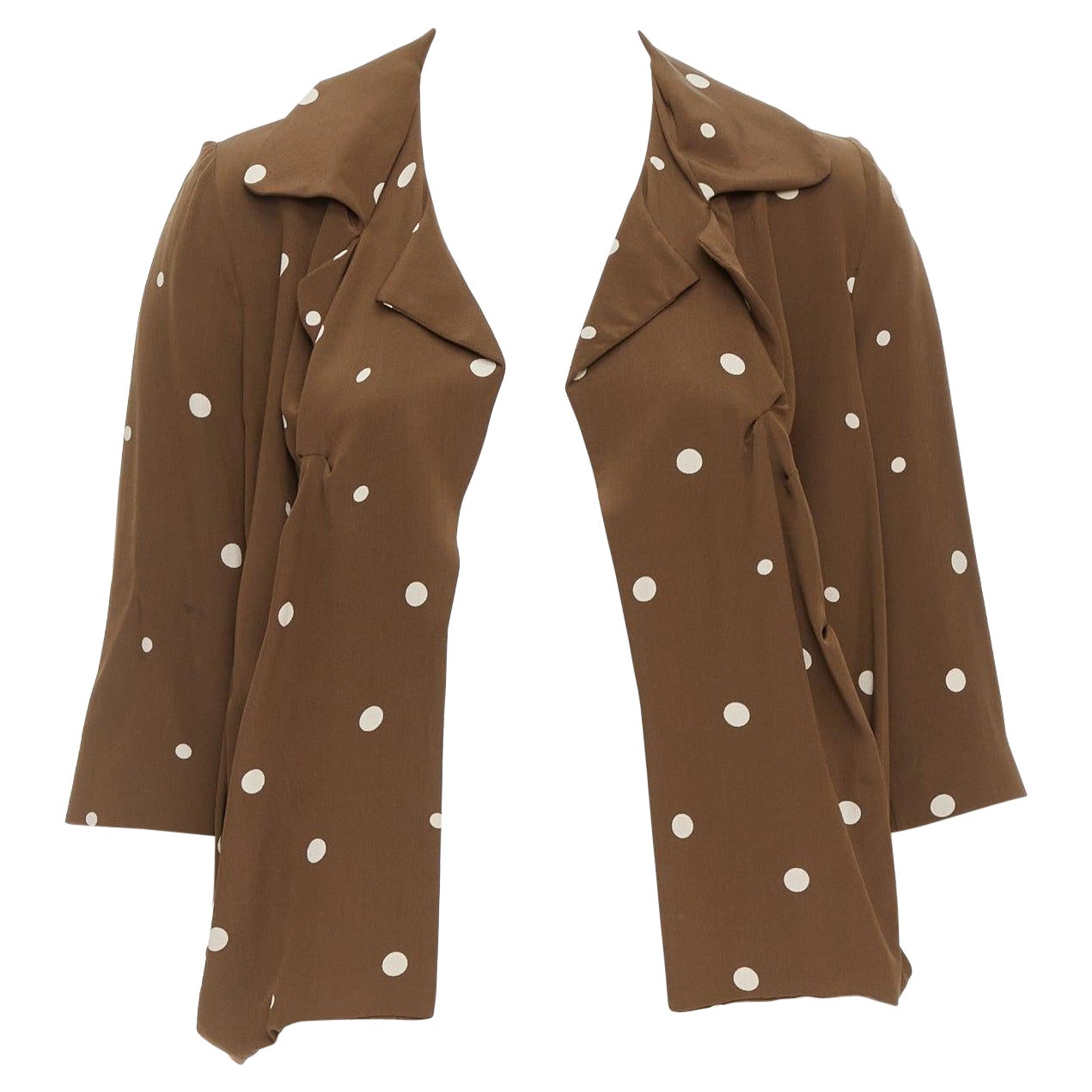 MARNI  100% silk brown grey polka dot print relaxed blazer IT36 XXS For Sale