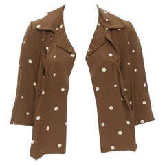 MARNI  100% silk brown grey polka dot print relaxed blazer IT36 XXS