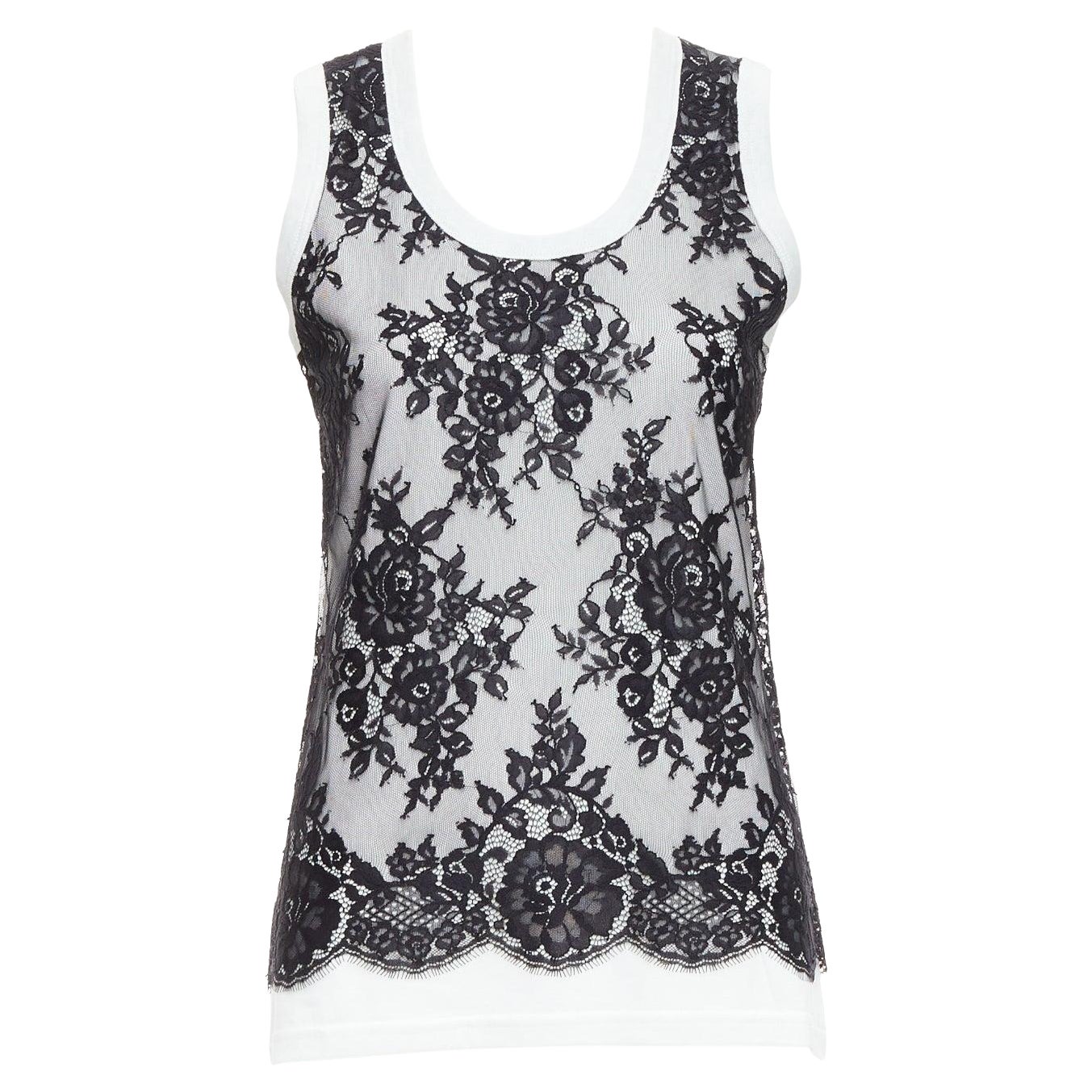 DOLCE GABBANA canotta in pizzo bianco e nero IT40 S