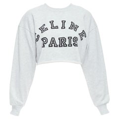 CELINE Runway pull-over gris à découpes en coton avec logo de varsity S