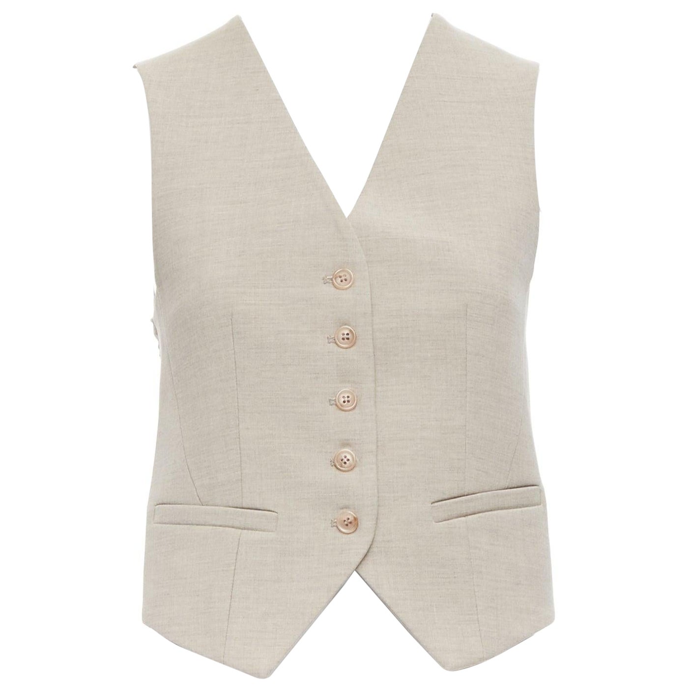 FRANKIE SHOP Gelso khaki tencel buttons waistcoat vest top XS For Sale
