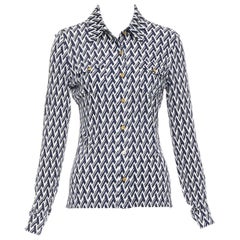 TORY BURCH camicia in misto seta con stampa Monogram color crema XS