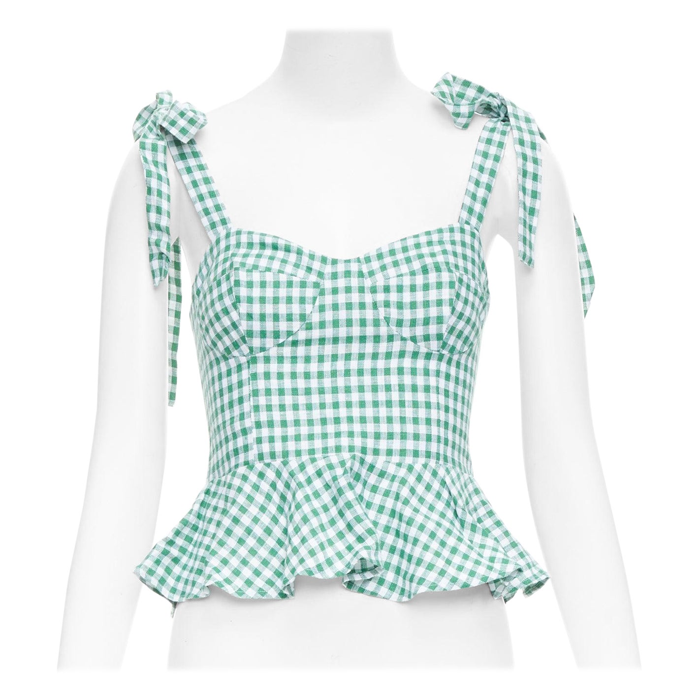 REFORMA SEt de 2 top de lino verde a cuadros estampado rosa tank US0 XS