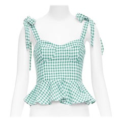 REFORMATION SEt of 2 green checkered linen top rose print tank US0 XS