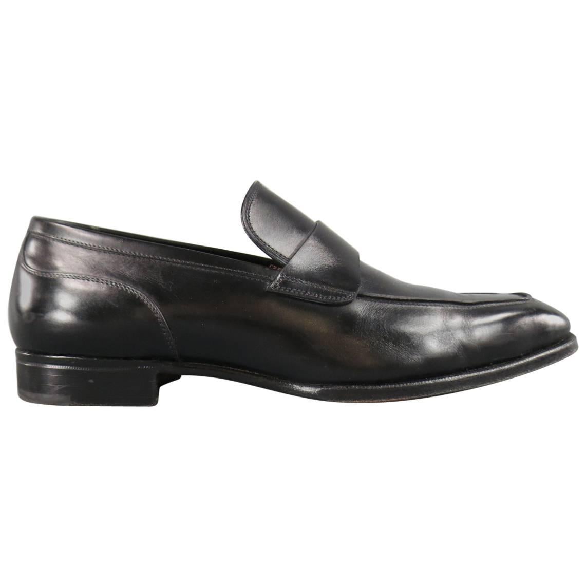 Men's GRAVATI Size 8 Black Leather Strap Loafers