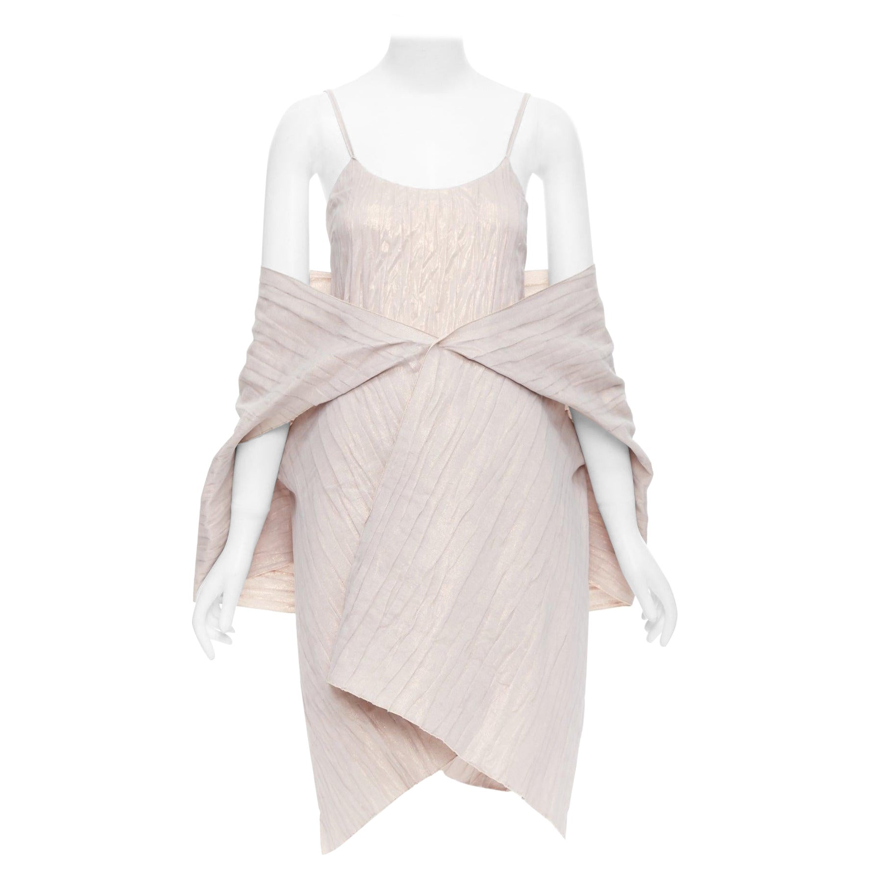 ROMEO GIGLI Vintage rose champagne froncé avec châle IT42 M