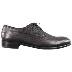 Men's ERMENEGILDO ZEGNA Size 8 Black Pebbled Leather Lace Up