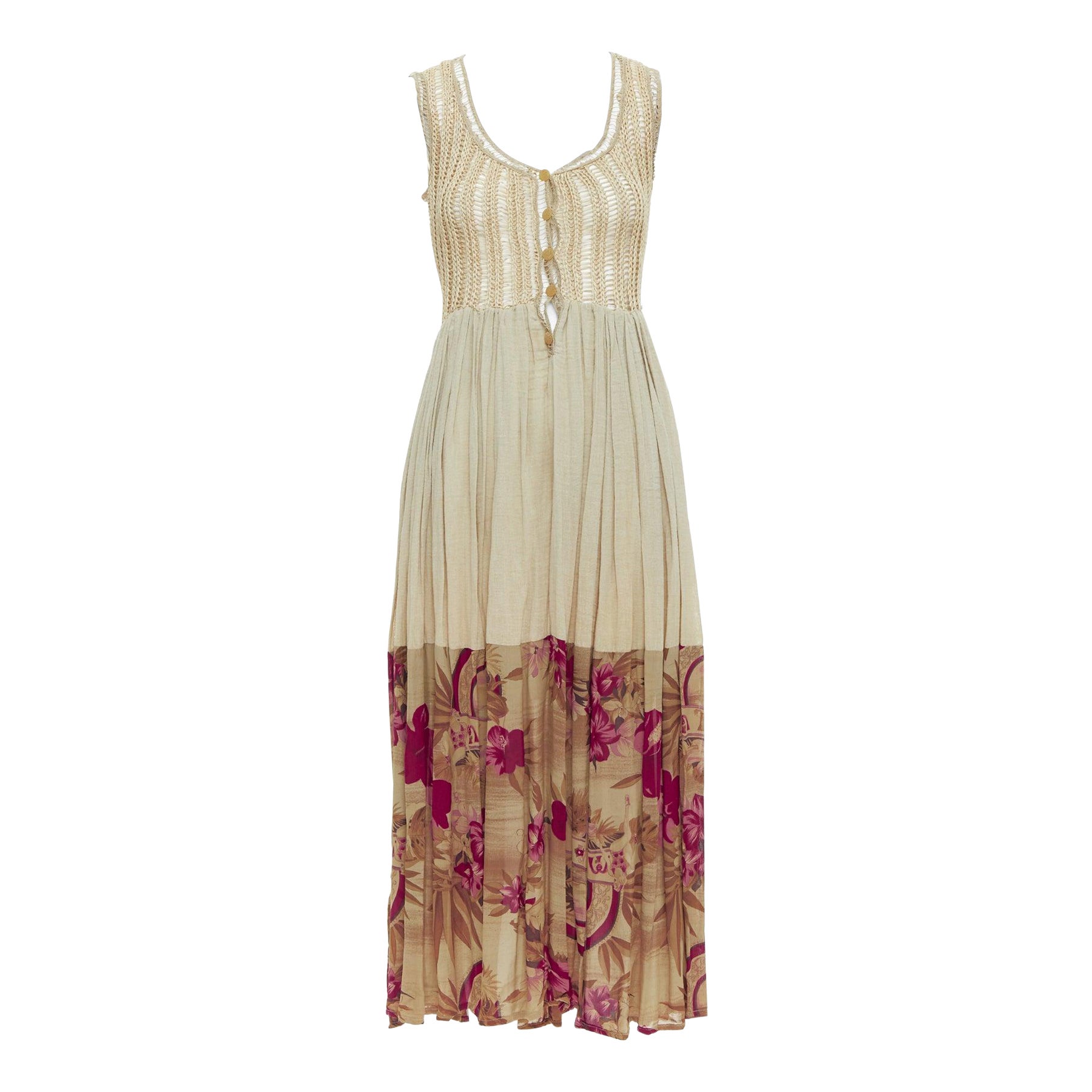 TIZIANA NIRONI LOU LES ChoSES Robe midi vintage à fleurs olives IT40 S