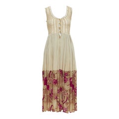 TIZIANA NIRONI LOU LOU LES CHOSES Vintage olive floral midi dress IT40 S