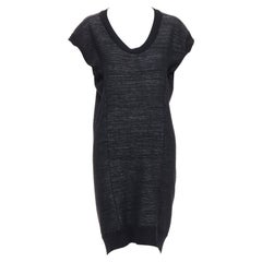 YVES SAINT LAURENT superfine robe batwing noire en laine mérinos 140 S