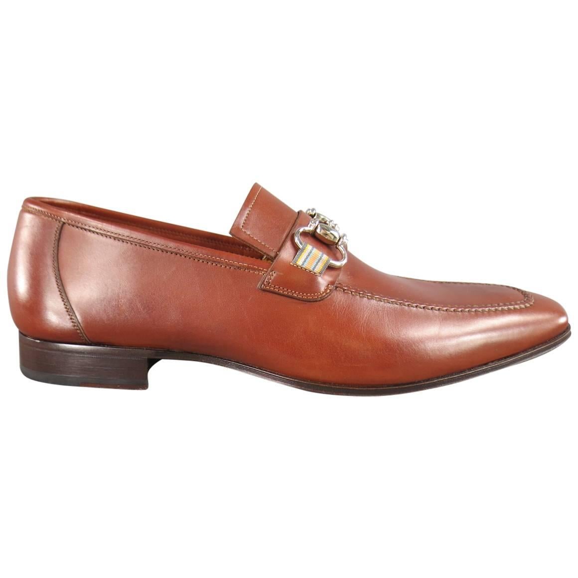 Men's PAUL STUART Size 7.5 Light Brown Leather Horsebit Loafers