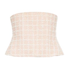 rare CHANEL 94P Vintage pink checker tweed silk lined boned corset belt FR40 L