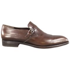 Men's SALVATORE FERRAGAMO Size 8.5 Brown Leather Monk Strap Loafers
