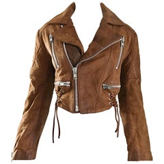 1980 Michael Hoban for North Beach Leather Leather Brown Vintage 80s Moto Jacket 