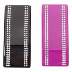 BALENCIAGA Demna Barette pink black crystal statement earring Pair