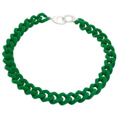 BALENCIAGA Demna Runway  green velvet oversized curb chain glasses chain