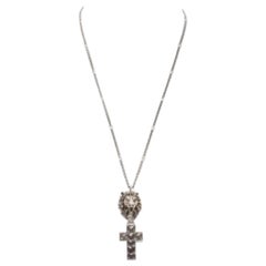 GUCCI Alessandro Michele Lion head Byzantine cross long necklace